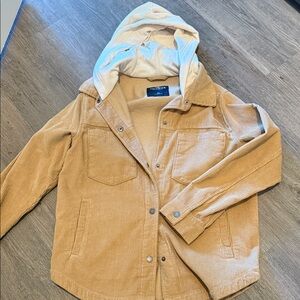 Hollister Tan Corduroy Puffer Jacket with Hood
